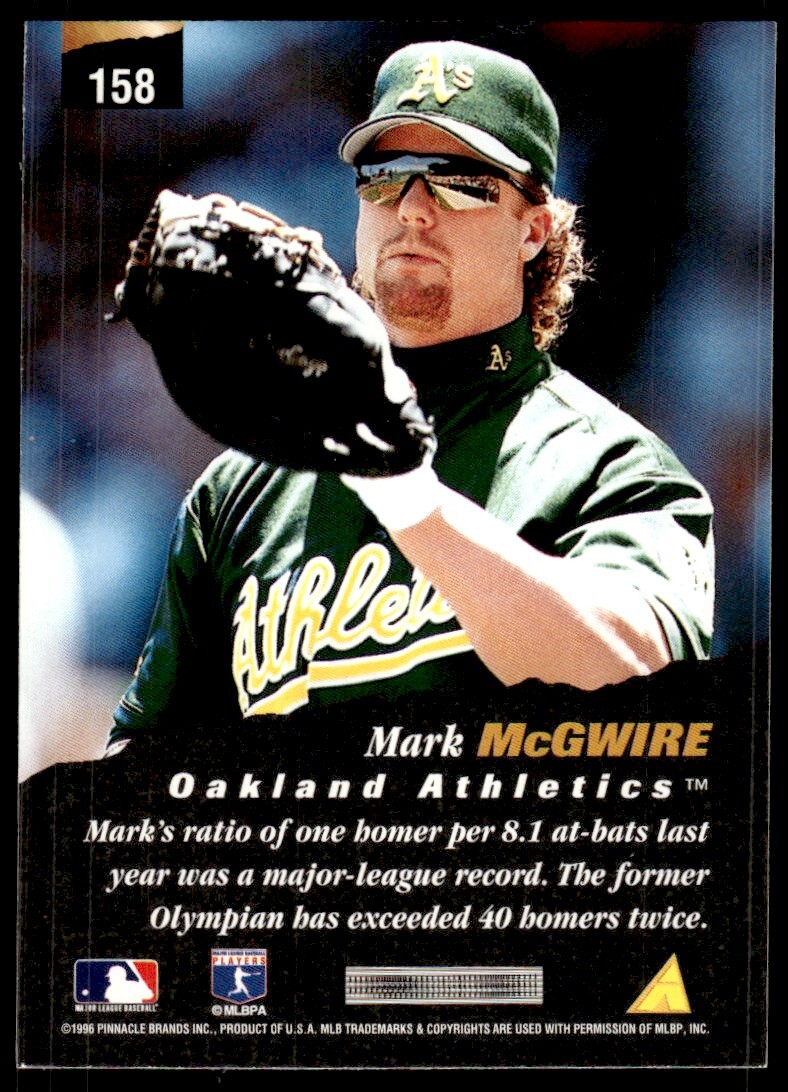 1996 Pinnacle Baseball Card Mark McGwire Oakland Athletics 158 eBay