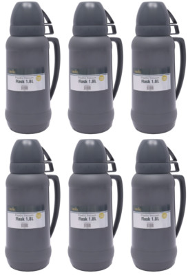 6x Basiks Kunststoff Vakuum Thermoskanne Heiß Kalt Tee Trinken Camping Reise 1,8L