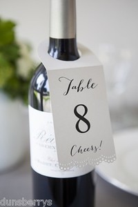 Wedding Reception Party Table Numbers Wine Bottle Neck Labels Tags Image Is Loading Wedding Reception Party Table Numbers Wine Bottle Neck
