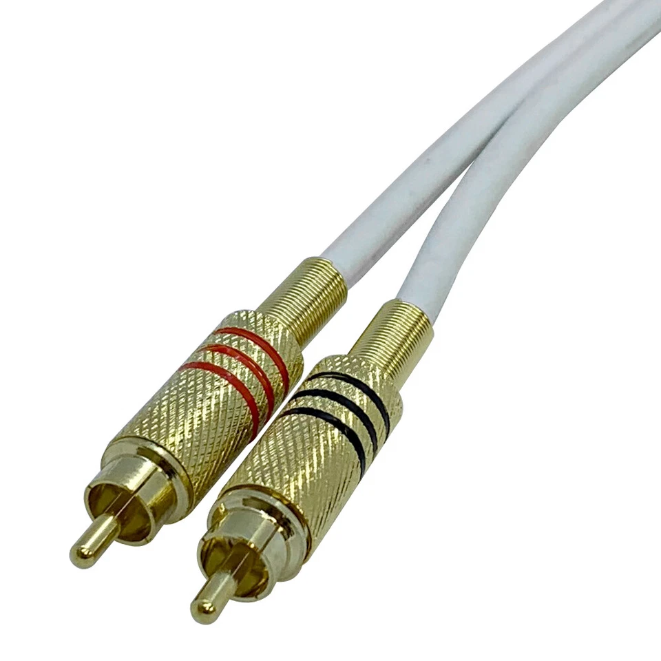 Premium 1 Foot White Dual RCA Male to Dual RCA Male Audio Patch Cable - Image 2 of 2