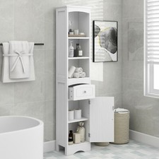 Tall Bathroom Storage Cabinet with Door Drawer Freestanding Adjustable Shelves