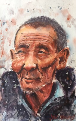 ORIGINAL Watercolor Painting ''wrinkles''  7'' X 11'' NOT A PRINT