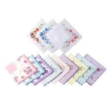 Damen Frauen Taschent&uuml;cher Kerchiefs bunt elegant gewellter Rand weich Taschent&uuml;cher