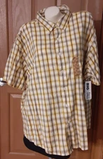 Arizona Jean Company Yellow Plaid Shirt Short Sleeves Men's Big and Tall 3XL NWT