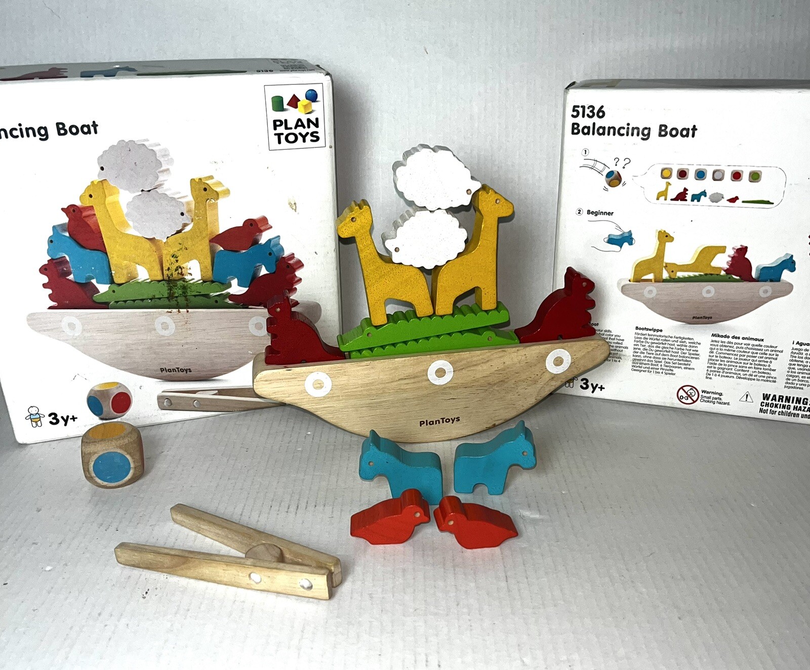Plan Toys Balancing Boat W/ Animals Wood Game 5136 Wooden Age 3 for