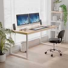 55" Computer Writing Desk Study Office Desk Corner Table Sturdy Table Natural