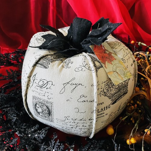 NWT French Pumpkin Pillow Script Eiffel Tower Decorative Pumpkin - Picture 2 of 7