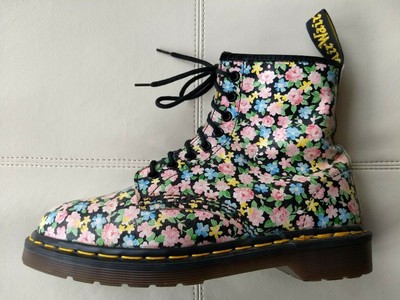 black doc martens with flowers
