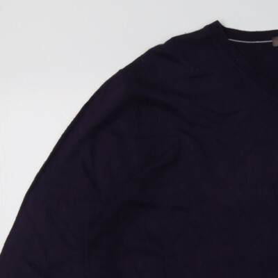 Pull Homme Sainsburys Violet - Acrylique, Col V, Taille L, Bon état Occasion