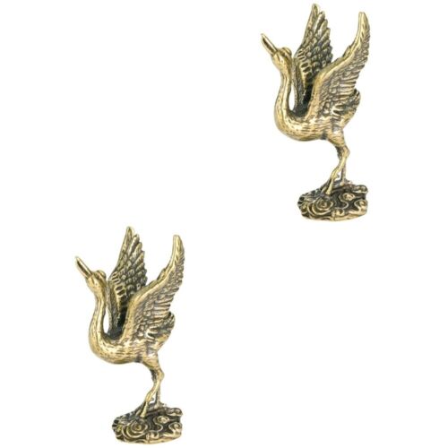  2 Pack Brass Crane Ornament Miniature Figurine Chinese Figure - Picture 1 of 12