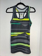 Nike Dri-Fit Tank Top Womens Size S Mulitcolored Racerback Logo EUC Green/black