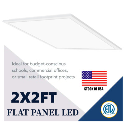 2x2 Feet LED Flat Panel Lights - 45W, 5,400 Lumens, 120-277V, 0-10V Dimmable