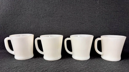 Vintage Fire King Ovenware White Coffee Cup D-Handle Mug USA Lot of 4