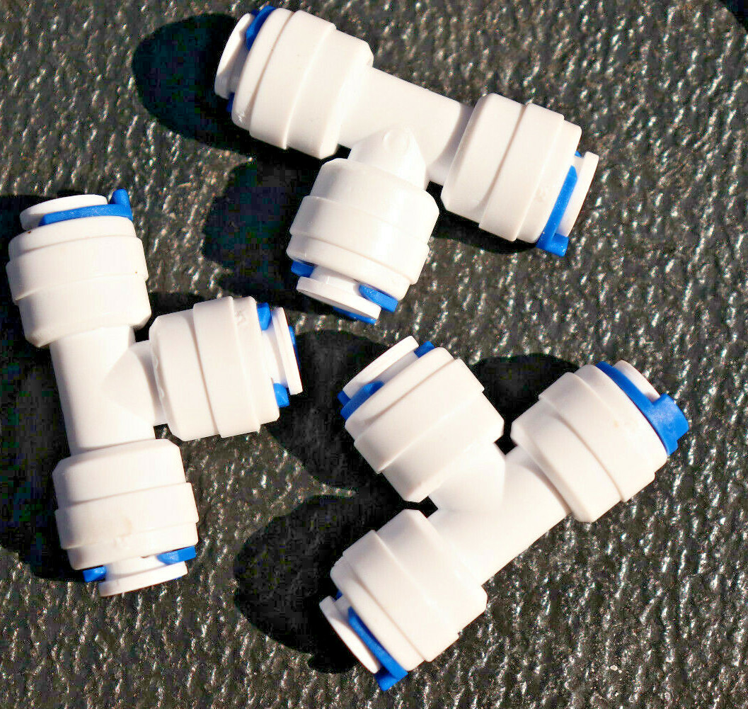 3 X 1&sol;4" QUICK CONNECT PUSH-FIT 3-WAY TEE CONNECTORS REVERSE OSMOSIS R&period;O&period;