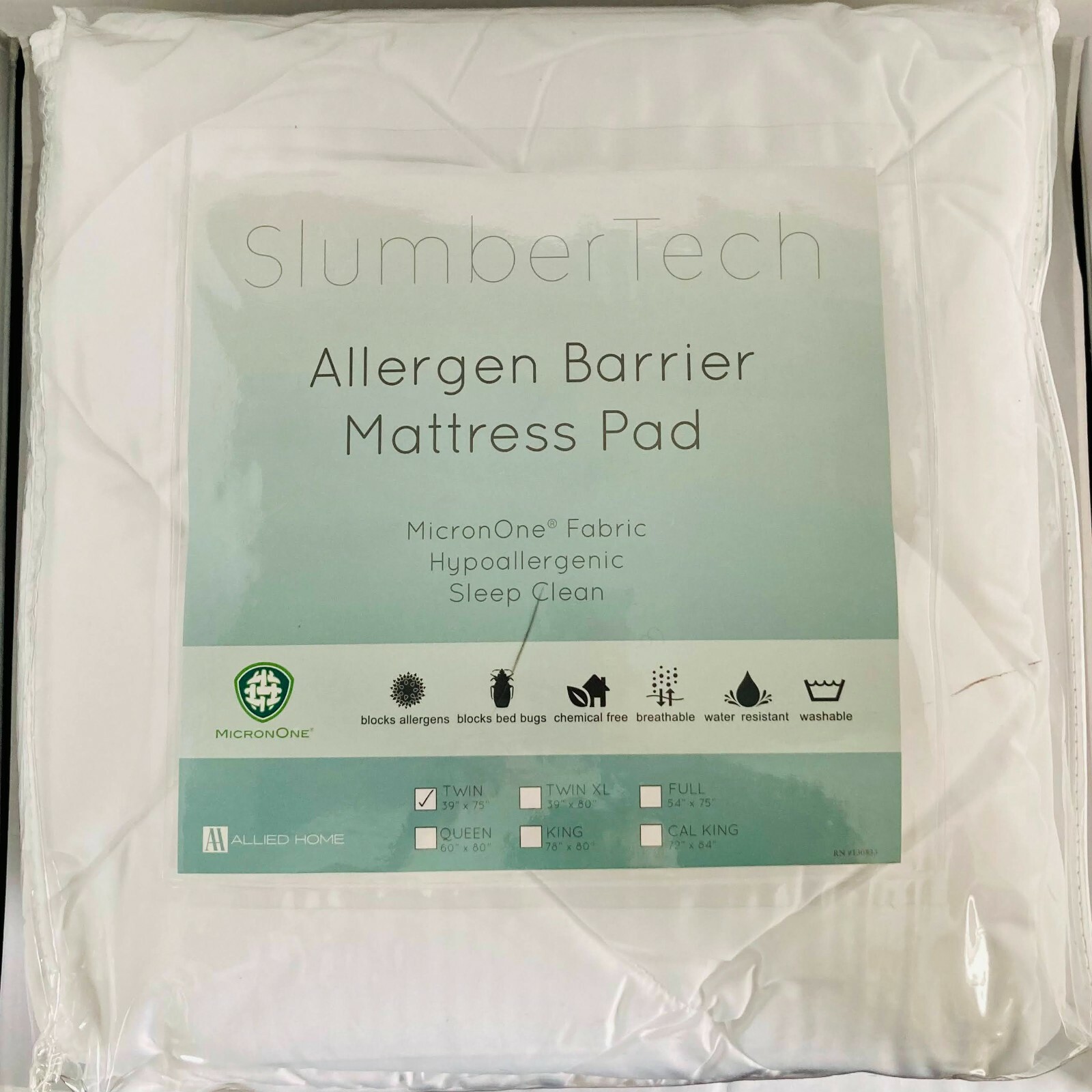 MicronOne Slumbertech Allergen Barrier Mattress Pad Twin 39" x 75" eBay