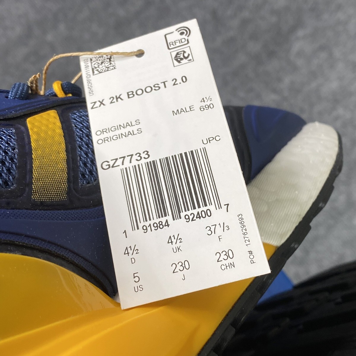 Adidas ZX 2K Boost 2.0 Mens Shoes 5 US Blue Running Trainer