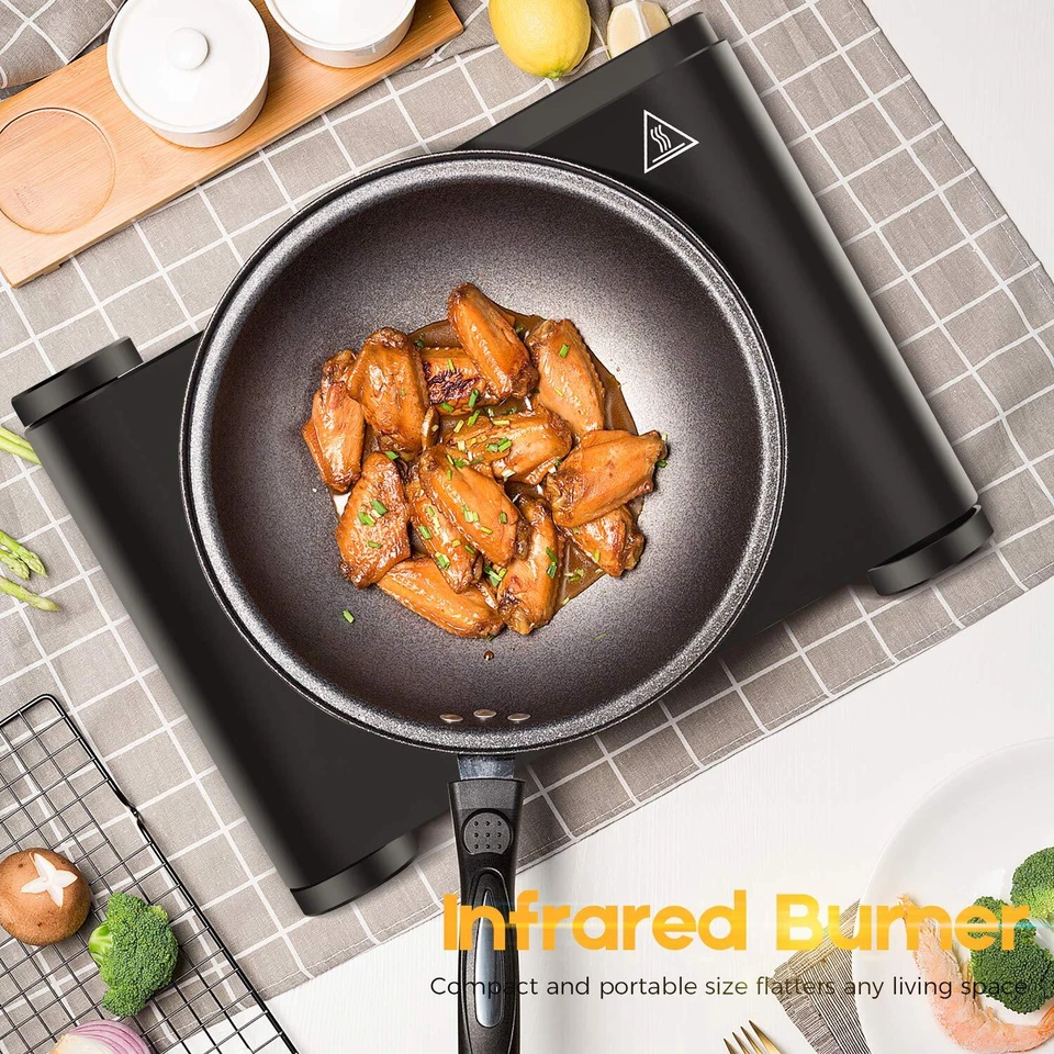 Estufa Eléctrica Portátil 1200W, Quemador Individual Infrarrojo, Vidrio Cerámico Foto 3 de 4