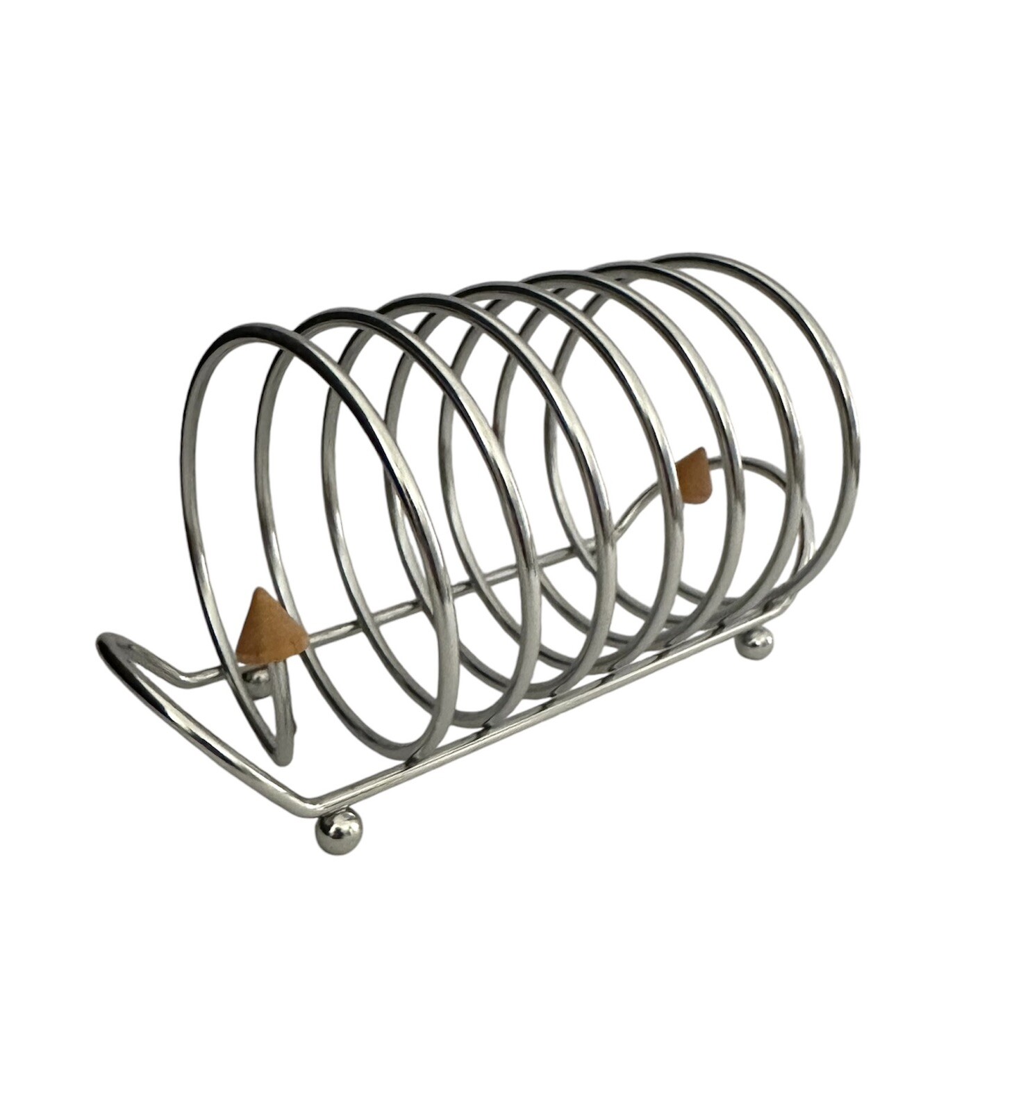 Vintage Strong Chrome Wire Toast Rack 6 Bread Slices Serving Stand Holder Boxed