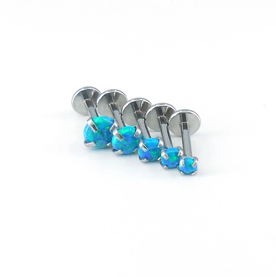 Pendientes de ópalo de océano azul aguamarina anillos de nariz 18G 16G 20G 2-4 mm Foto 3 de 4