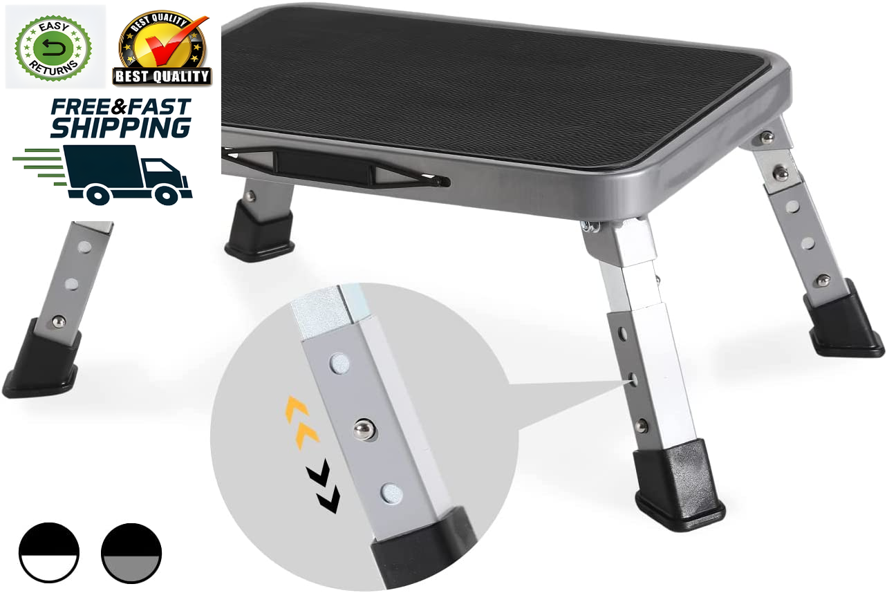 3 Levels Adjustable Folding Step Stools for Adults Sturdy Metal RV Step Stool eBay