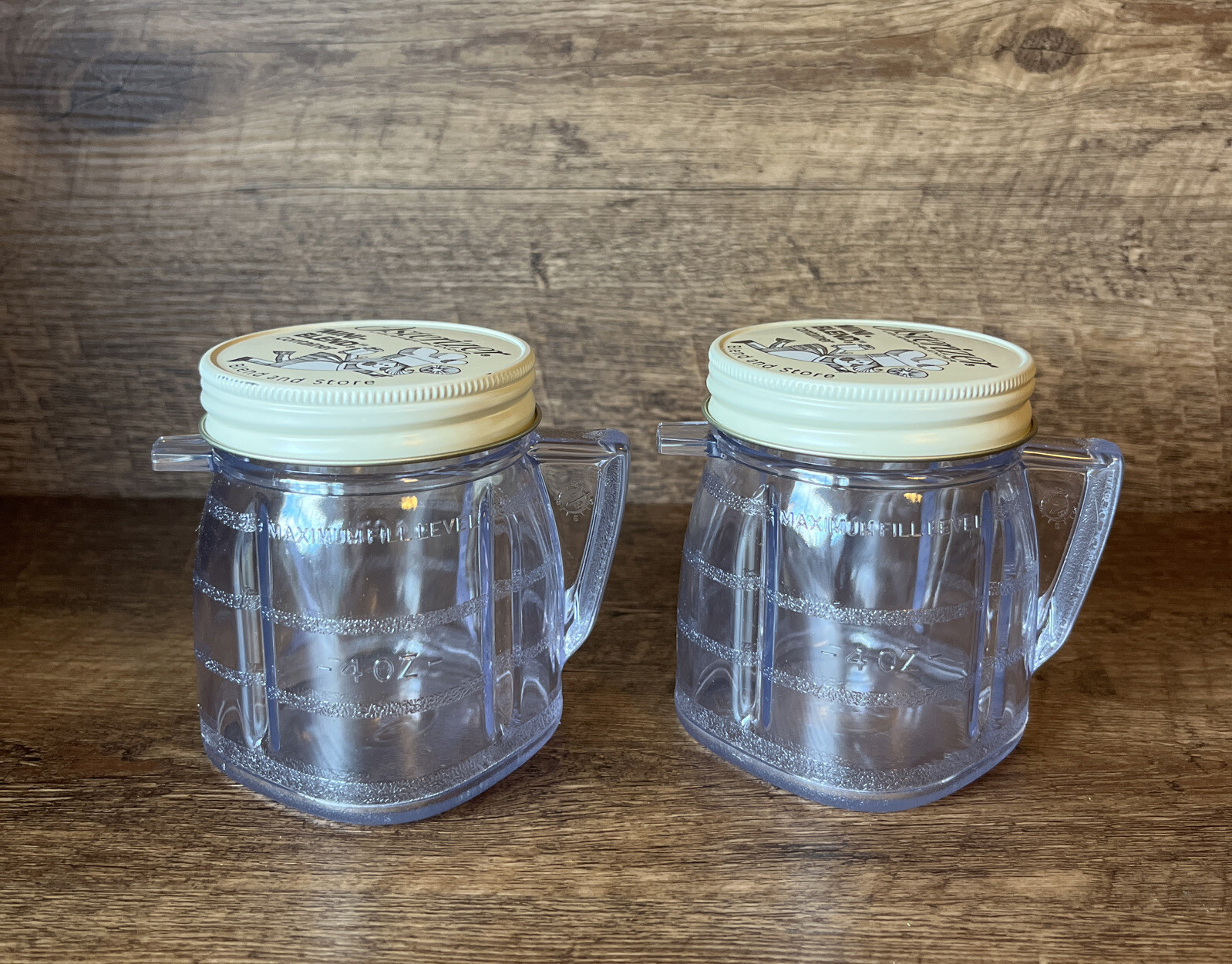 Osterizer Mini Blend Plastic Cup With Metal Lid 8 oz Jar Container Plastic