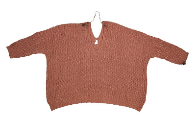 Wishlist Warms My Soul Chunky Knit Sweater Brick Brown V-Neck Womens M/L