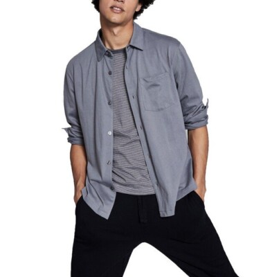 And Now This Men's Regular Fit Solid Knit Shirt Dark Grey