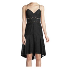 Bardot Ariana Black Lace High Low Eyelet Dress Size 10