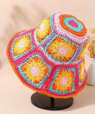NEW Colourful Pink Barbiecore Beach Vacation Floral Straw 