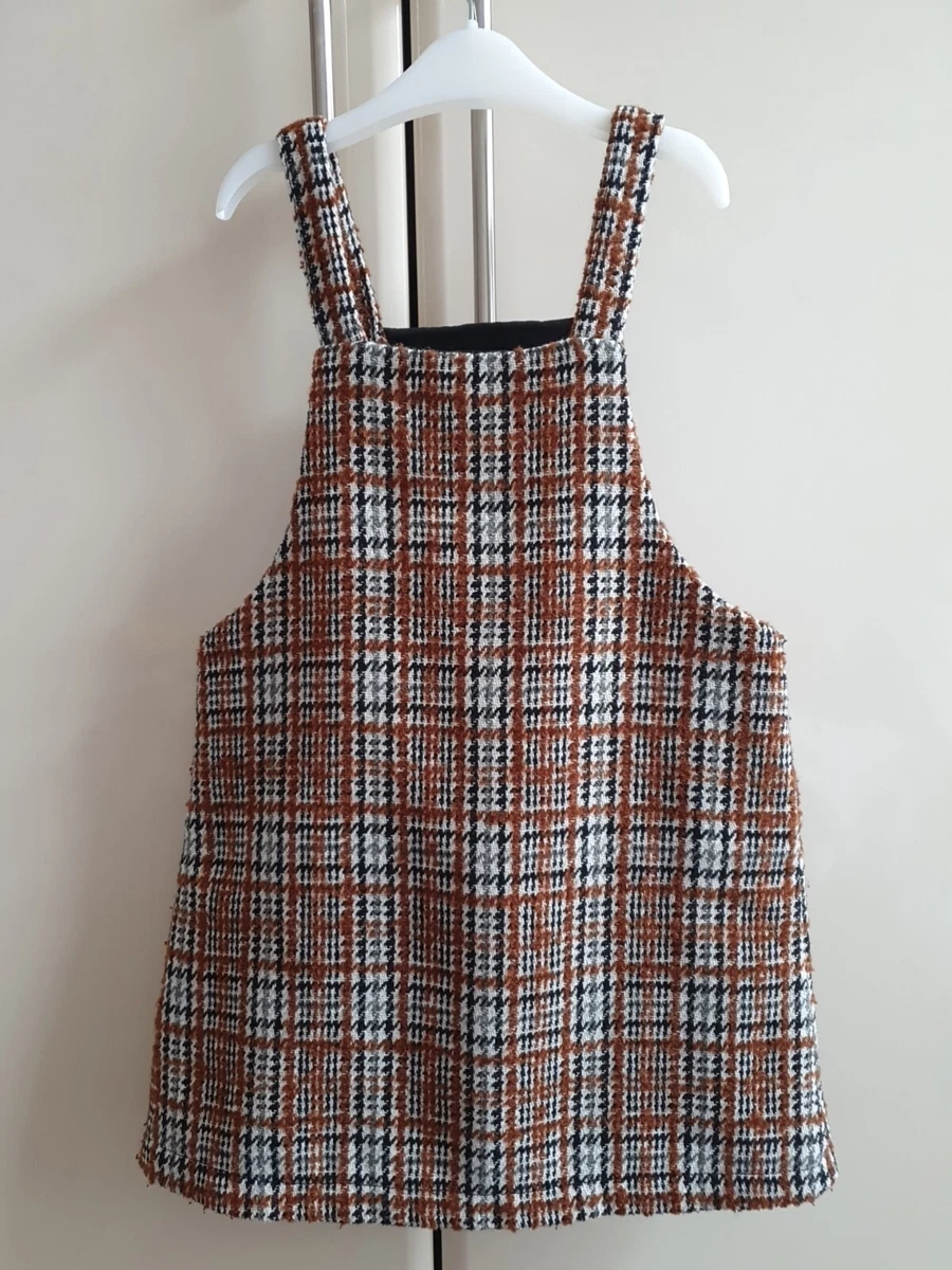 Girls check cheap pinafore dress