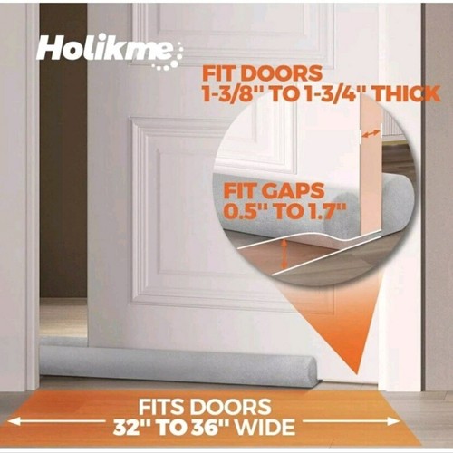 Holikme Door Draft Stopper Under Door Draft Guard Strip Foam Gray Cover - Picture 7 of 8