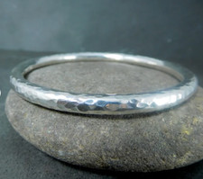 Classic Silver Hammered Bangle, Medium Weight Bangle, Sterling Silver Bangle