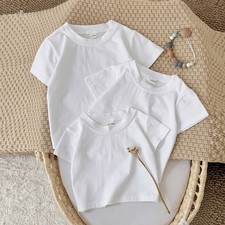 Summer Baby Boys Girls Classic Simple Lightweight White T-shirt