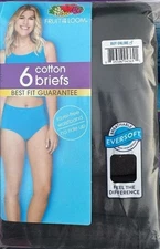 Fruit of the Loom Women's Black Brief Underwear, 6-Pack, Size 9/2X