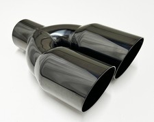 Exhaust Tip 2.50 In Inlet Dual 3.50 Outlets 10.00 Long Slant Black Chrome 304 Exhaust Tip 2.50 In Inlet Dual 3.50 Outlets 10.00 Long Slant Black Chrome 304