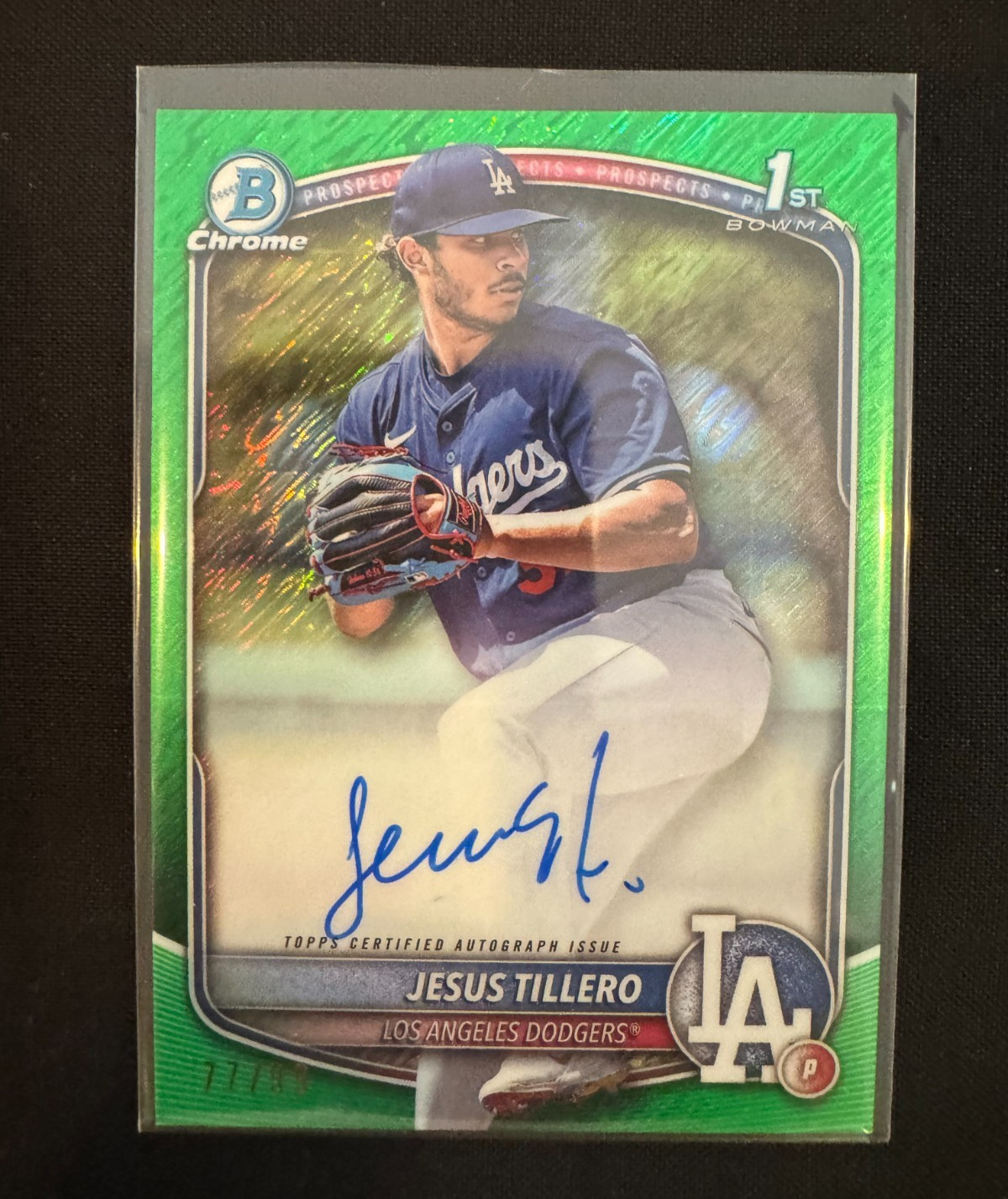 2025 Bowman 1st Chrome Jesus Tillero Prospect #CPA-JT Green Shimmer Auto /99