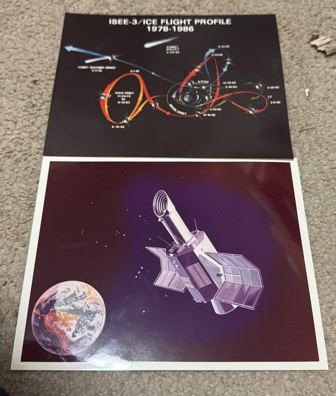 2 Vintage NASA KODAK Paper Satellite Glossy Photos Prints ISEE 3 ICE Flight