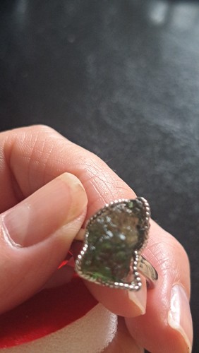 Natural Raw Moldavite Adjustable ring encased in 925 Silver. Transformation (8) - Picture 7 of 9