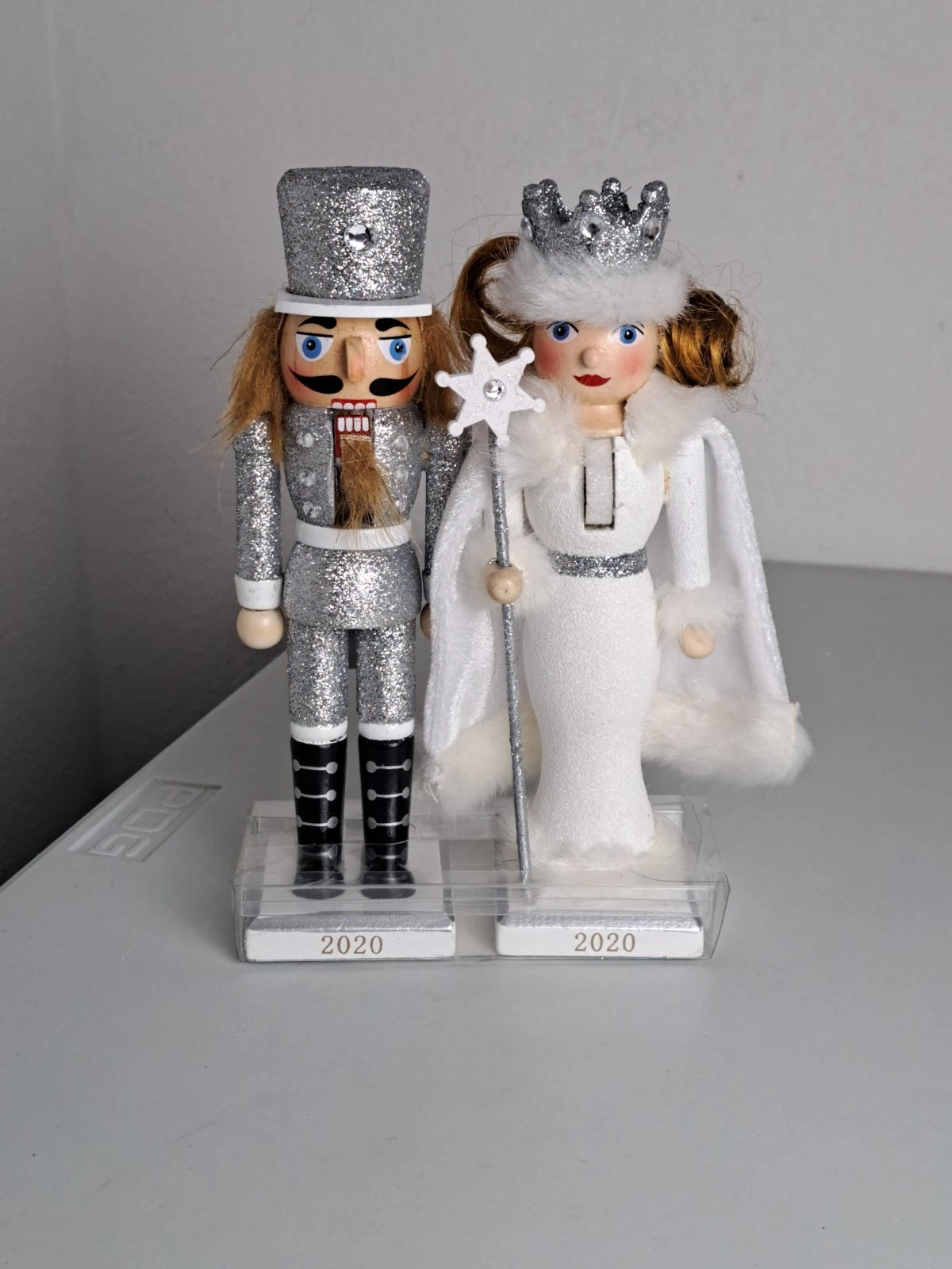 Target Wondershop Mini 2020 Glittery Silver & White NUTCRACKER Set of Two