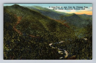 Great Smoky Mountains National Park, Loop Over Chimney Tops, Vintage Postcard