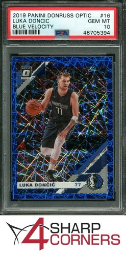 2019 PANINI DONRUSS OPTIC BLUE VELOCITY PRIZM #16 LUKA DONCIC PSA 10