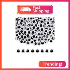 TOAOB 300pcs 15mm Plastic Wiggle Googly Eyes Self Adhesive White Round Wobbly St