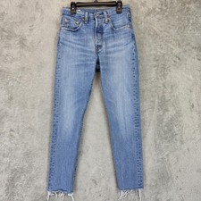 Levi's 501 S Skinny Jeans Womens Size 24 Light Wash Button Fly Raw Hem Premium
