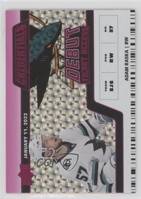 2022 Upper Deck Credentials Horizontal Pink /49 Adam Raska #138 Rookie RC 1t1h