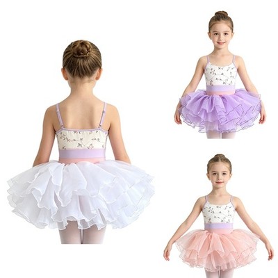 Girls Tutu Dress Festival Leotard Show Ballet Dancing Ballerina Dance Skirted