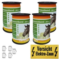 800 m Weideband 20 mm 4 Niro +5 Verbinder +1 Warnschild gelb-orange