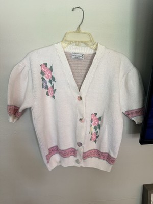 Vintage Romantic Cardigan Women's Medium Floral Cottagecore Touchy Subject