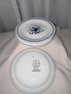Vintage Atoms, Baltic Blue Pattern Bread, And Butter Plates Made In England 6x6