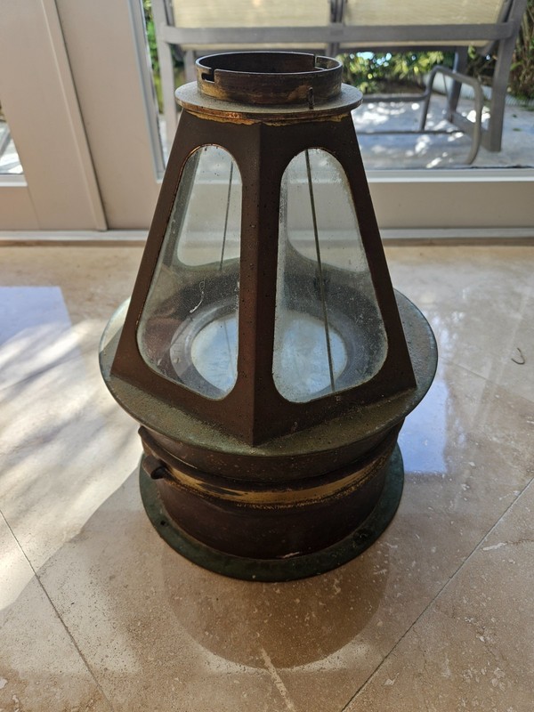 Antique John Bliss & Co. New York Ship’s Compass with Brass Binnacle + Hood