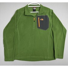 North Face Green Fleece 1/3 Zip Sweater Mens Medium Sweater Jacket Pocket Layer